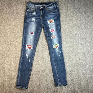 Judy Blue Skinny Fit Jeans Womens 9/29 Rainbow Pride LGBTQ Patch Distressed
